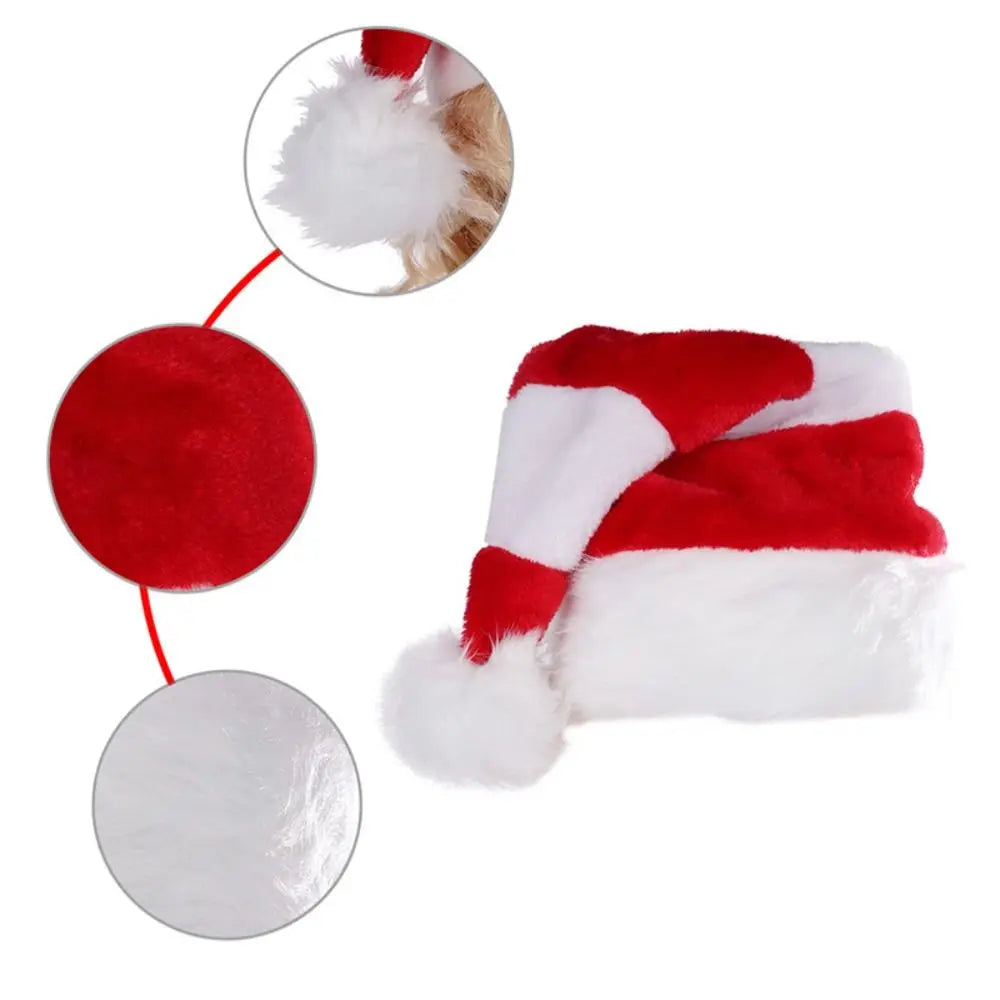 All-match Merry Christmas Decoration Christmas Hat Velvet Striped Santa Claus Hat Plush Hat Beanie Female/Girls