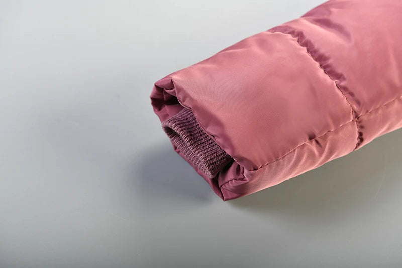 Winter Snow Suit For Girls, Fur Collar & Tunic Details Warm Cotton-padded Hooded Coat, Kids Outerwear