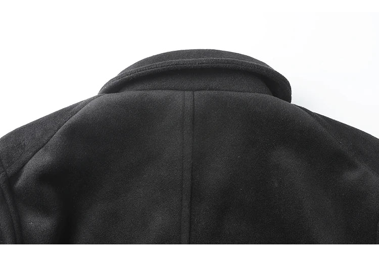 Winter Thi Woolen Navy Peacoat Outdoor Windproof Warm Inner Wool Coat Heavy Du Youth Faion Workwear Military Sle Coat