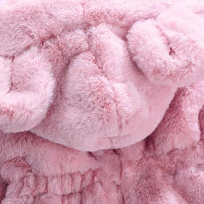 Girls' Winter Clothes Soft Cozy Fleece Hooded Coat Faux Fur Thicken Warm Girl Coat With Cute Ears Thick Warm Outwear Overcoat