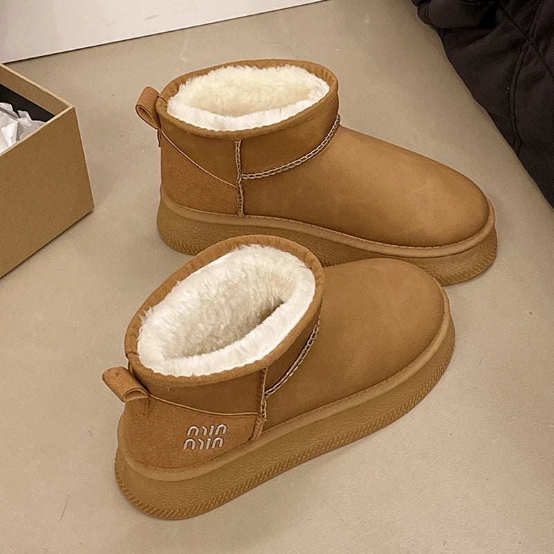 Winter fashion women's boots snow boots with fleece and fur women's shoes warm, non slip, wear-resistant, soft and comfortable