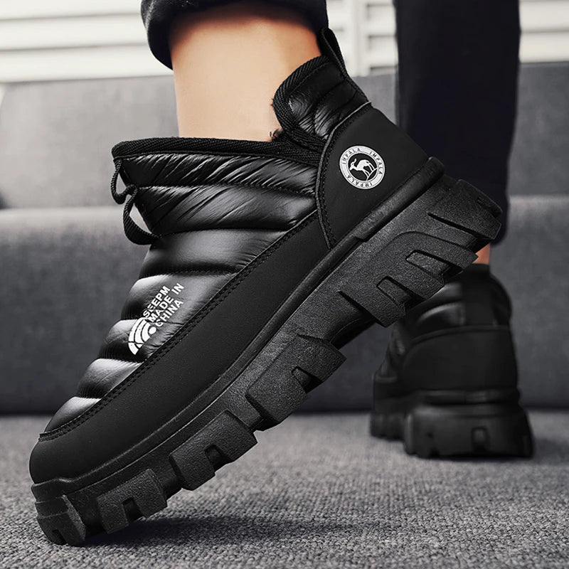 Winter Snow Boots, Men's Insulated Warm Cotton Boots, Anti-slip and Wear-resistant Hiking Shoes, Casual Outdoor Boots