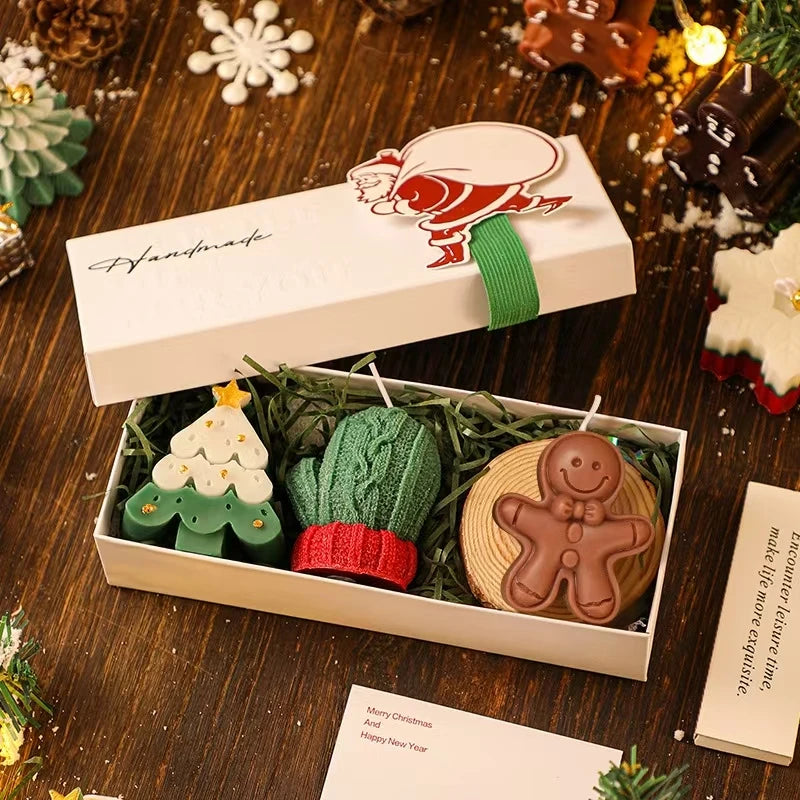 Christmas Scented Candles Three-piece Gift Box Gloves Elk Gingerbread Man Aromatherapy Girl Friends Creative Warm Christmas Gift