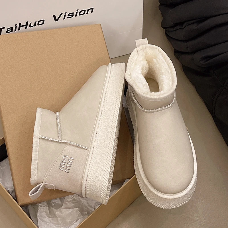 Winter fashion women's boots snow boots with fleece and fur women's shoes warm, non slip, wear-resistant, soft and comfortable