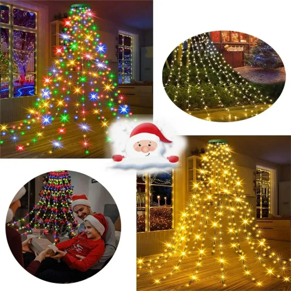 Festive Outdoor Christmas Garland & Tree Star Lights