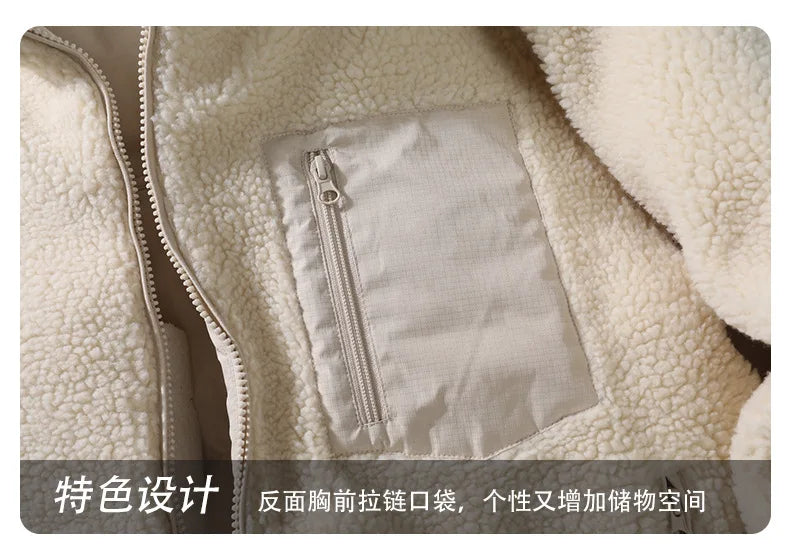 Winter Cotton Coat for Men - New Style, Lamb Hair Padded Cotton Coat, Double-sided Wear, Loose and Warm Cotton Jacket for Women