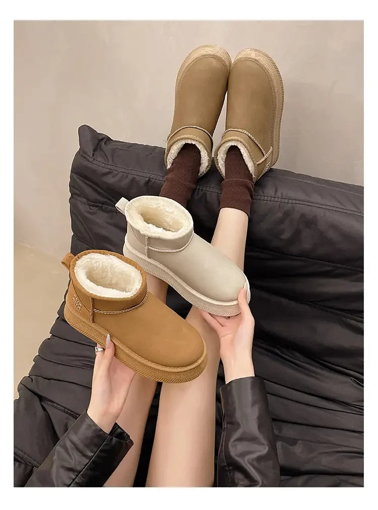 Winter fashion women's boots snow boots with fleece and fur women's shoes warm, non slip, wear-resistant, soft and comfortable