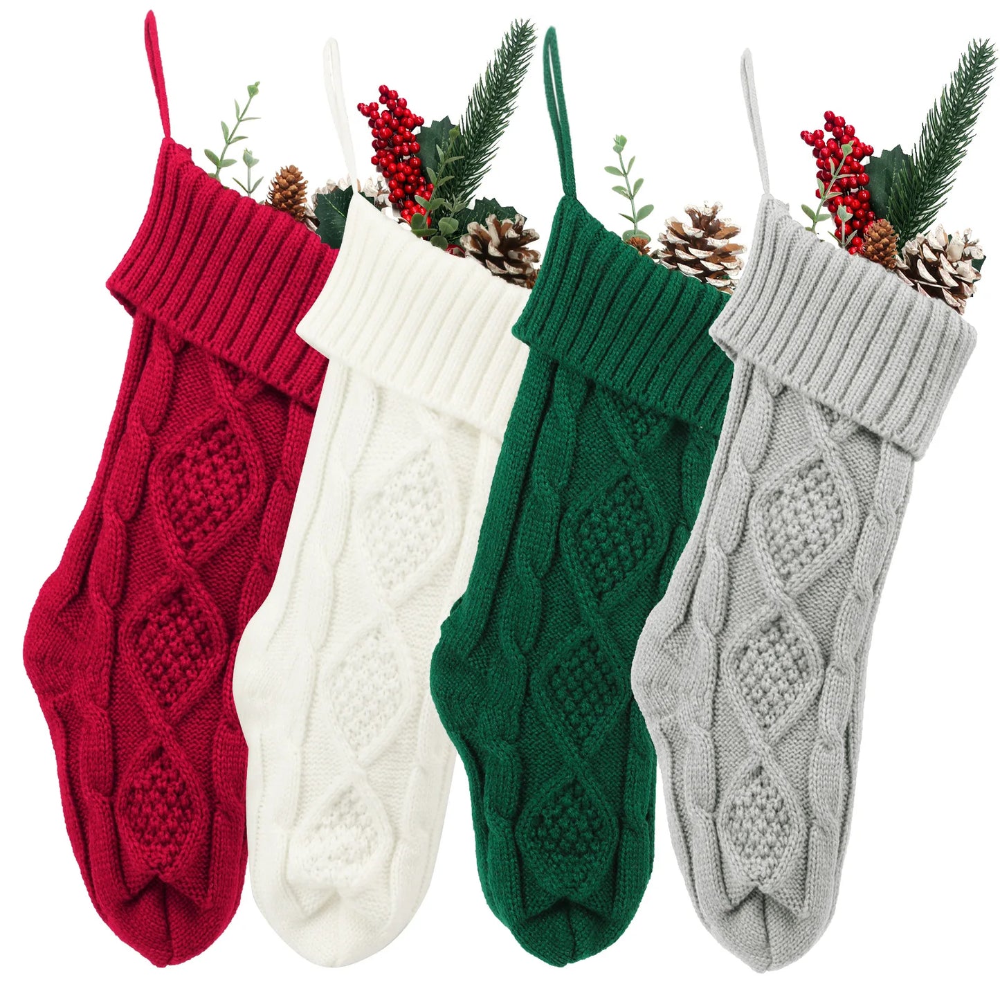Large Christmas decorations Christmas stocking gift bag Knitted Christmas pendant Cross border woolen Christmas stocking