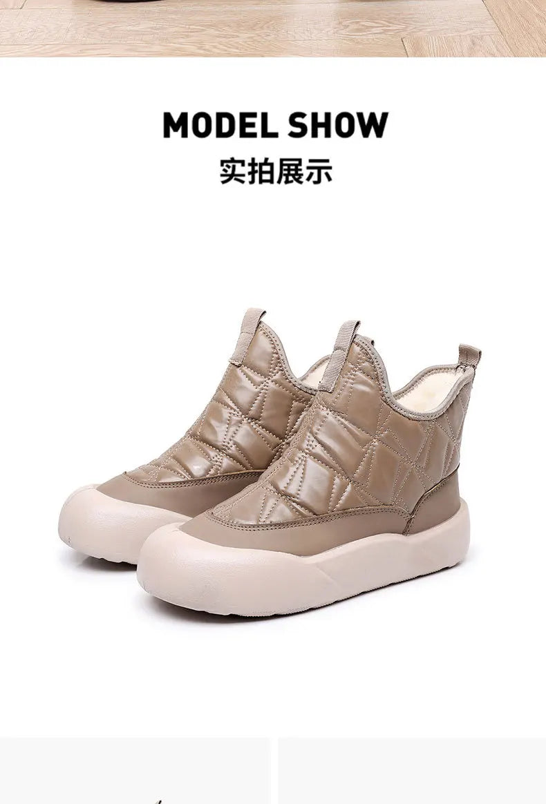 Winter boots 2025 woman warm wool fur booties waterproof lightweight mom ankle shoes warmth fur booties