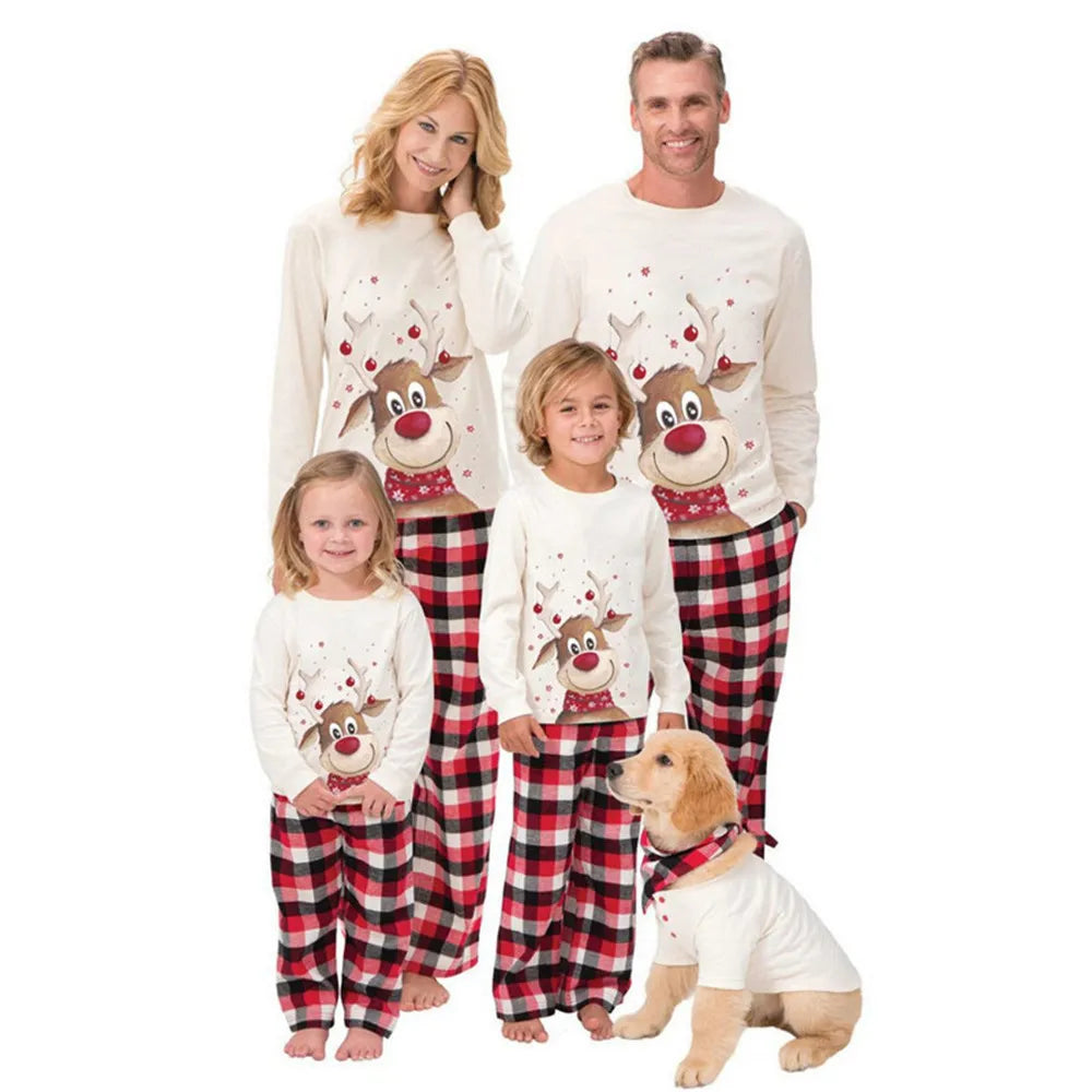 Christmas Family Matching Outfits Mom Dad Kids 2 Pieces Pajamas Set Baby Rompers Casual Loose Sleepwear Xmas Family Look Pyjamas