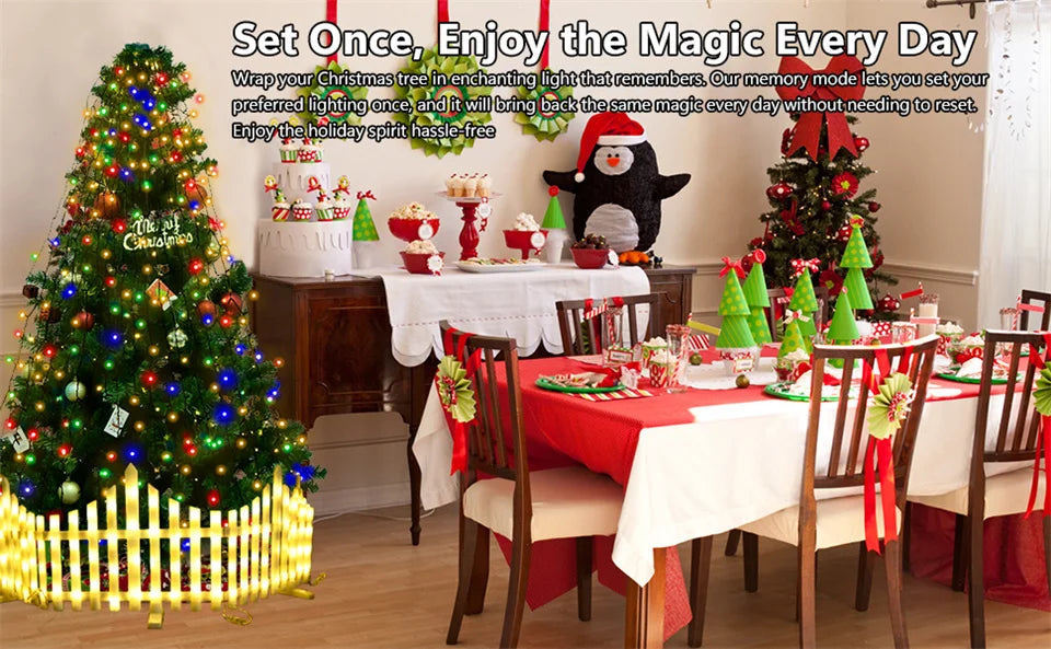 Festive Outdoor Christmas Garland & Tree Star Lights