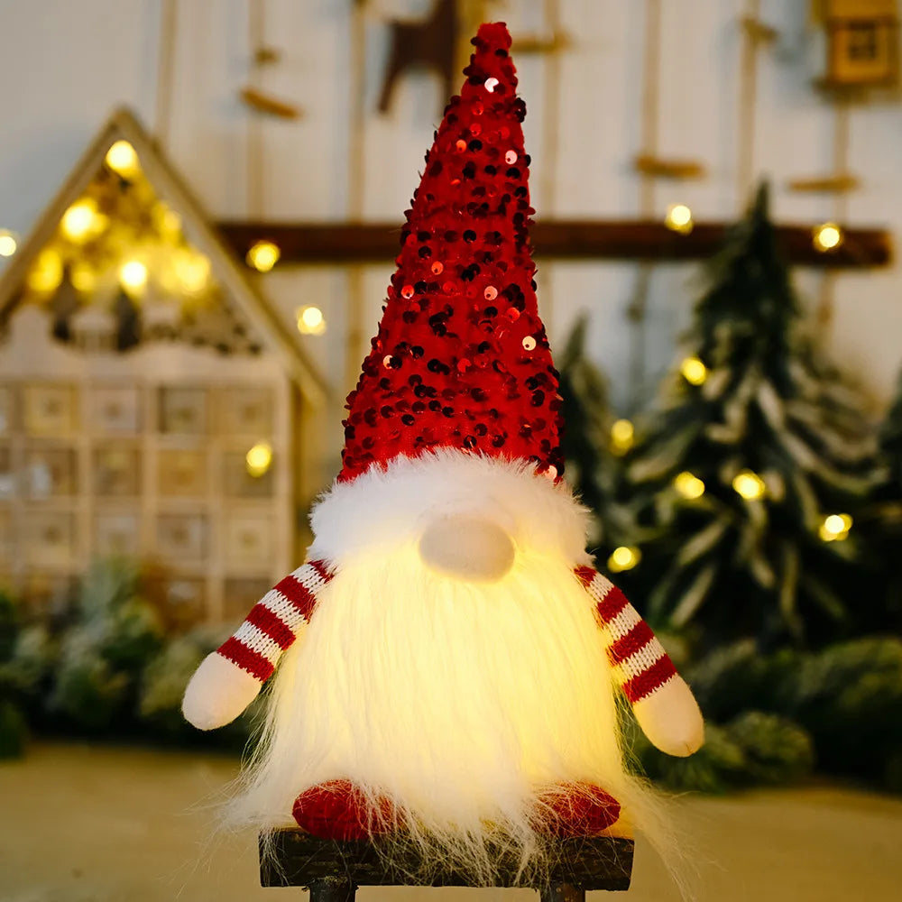 Christmas Decorations, Long Beard, Plush Hat, Light, Gift Holder, Walking Stick, Rudolph Doll, Window Display Item Navidad