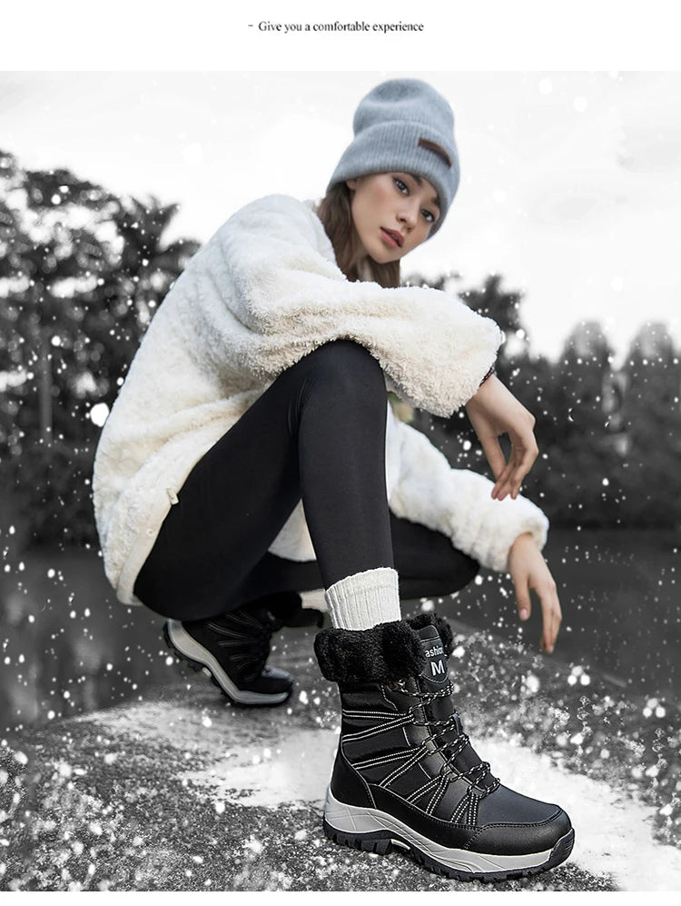 2025 Winter Snow Boots Cotton Shoes Waterproof and Cold proof Long Boots for Women Outdoor with Thick Velvet and Warmth 36-42