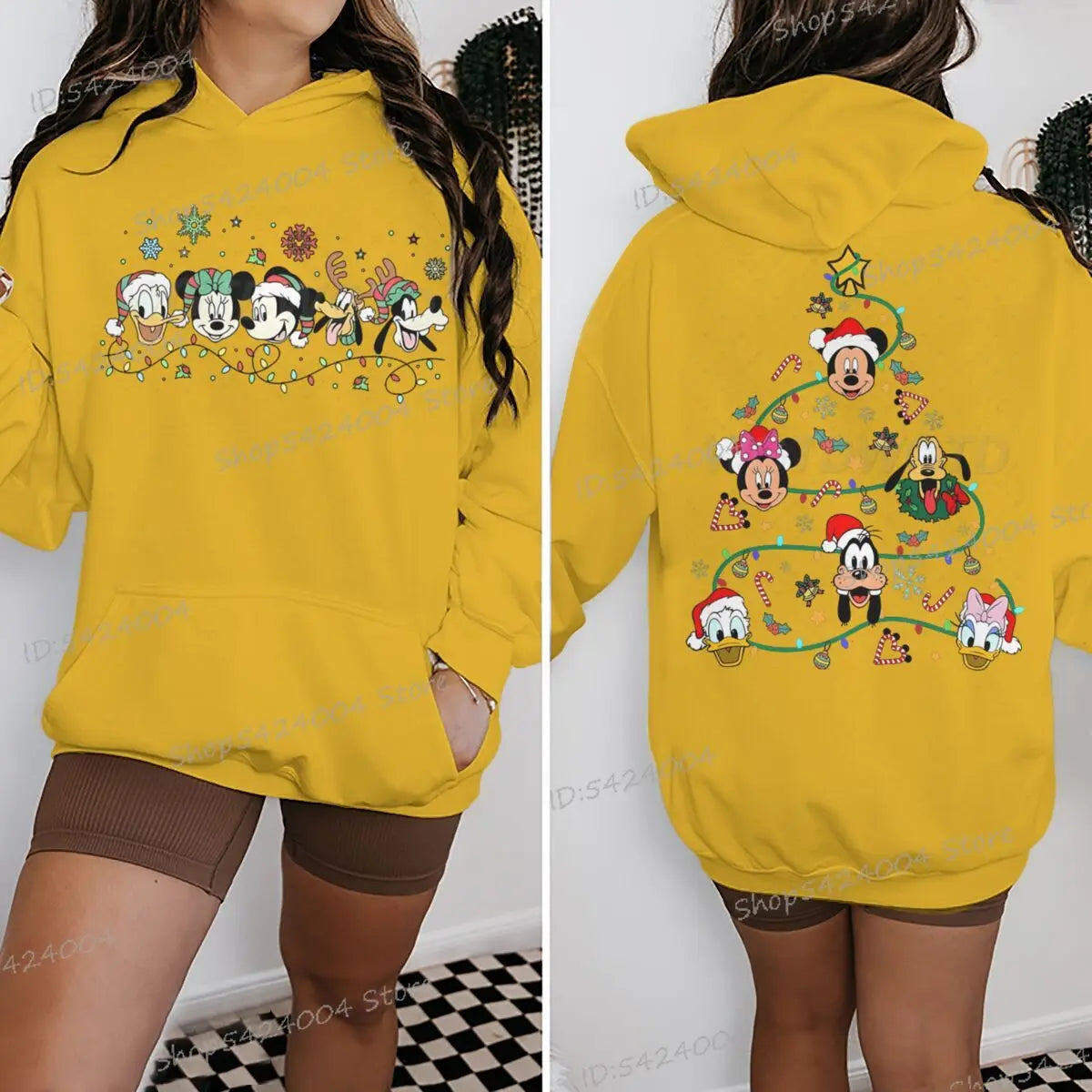 Mickey's Merry Christmas Party Hoodies Women Men 2025 Mickey and Friends Xmas Sweatshirts Long Sleeve Fleece Unisex Hoodie