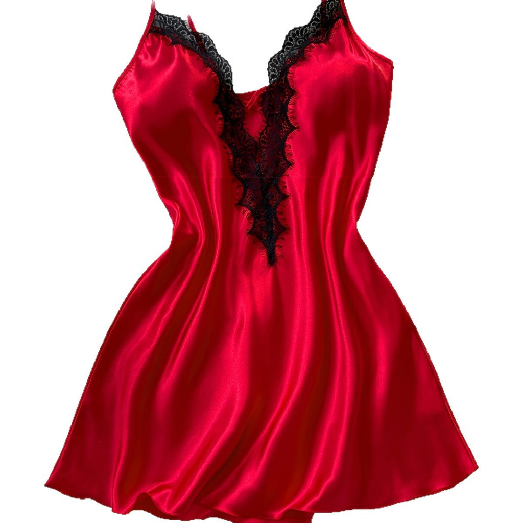 Lace-trimmed Womens Lightweight Springsummer Loungewear Nightdress