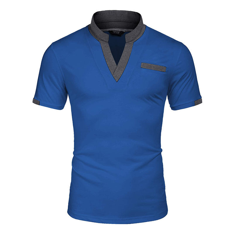 Men's Fashion Casual Color Blocking Short-sleeved Tops